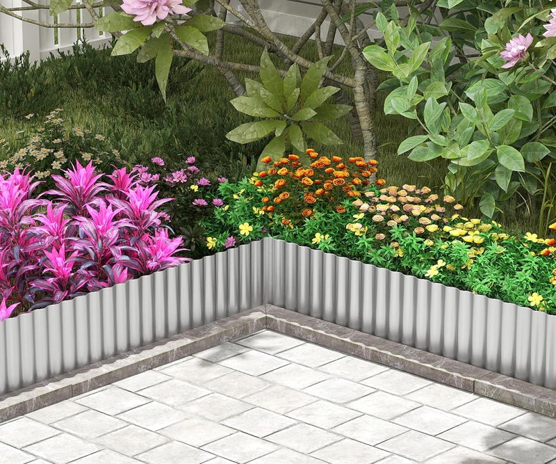 RRG Metal Garden Edging Border, Corrugated Steel Landscaping, DIY for Lawn (Silver, 6 Inch x 40FT) - Image 2